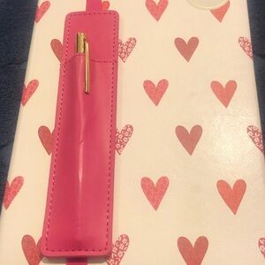 Pink Heart Notebook with Pen Holder